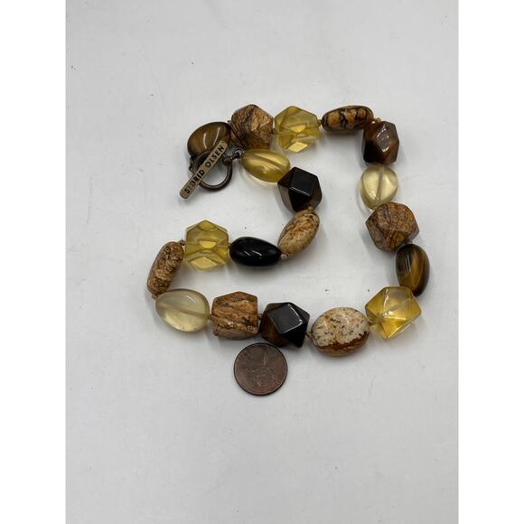 Sigrid Olsen Vintage Stone Tigers Eye Jasper Yellow Chunky Beaded Necklace - Picture 5 of 9